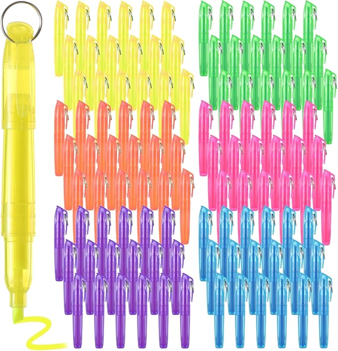 Skdqiee 108 Pieces Small Highlighters, Key Ringed Pocket Highlighter, Colorful by Unknown