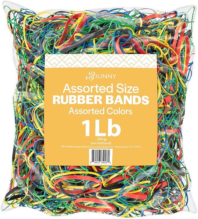 Bilinny Rubber Bands Assorted Size & Color, Made In USA, 1 LB by BilinnyGreetingCards