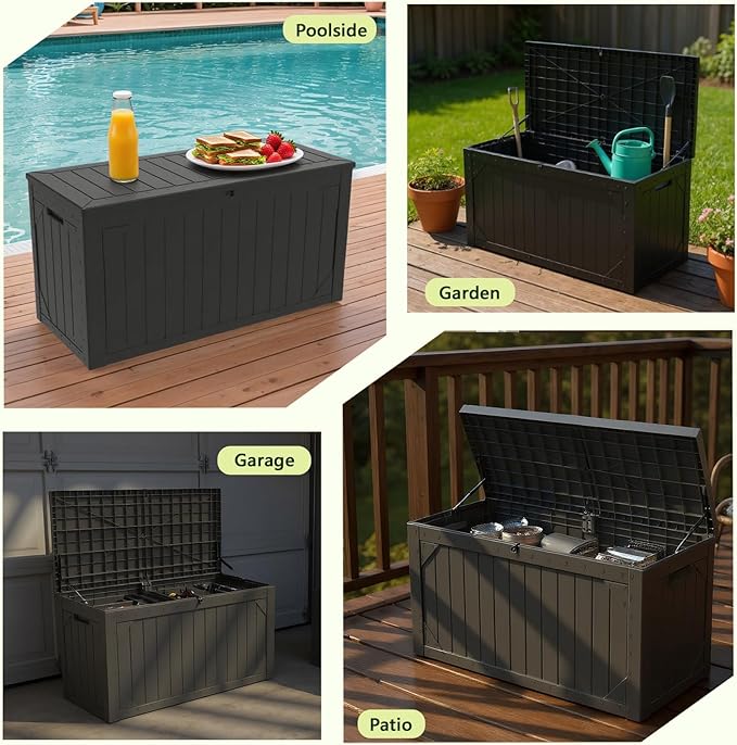 Decksplore 100 Gallon Outdoor Storage Box Waterproof, Lockable Resin Deck Box - Image 9