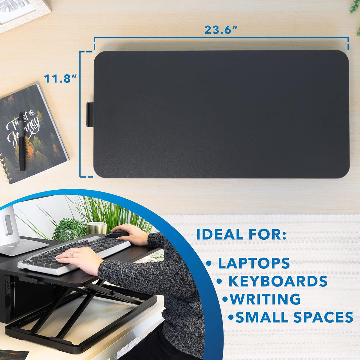Mount-It! Standing Keyboard Tray, Sit to Stand 1.7-15.6 in, 23.6 in