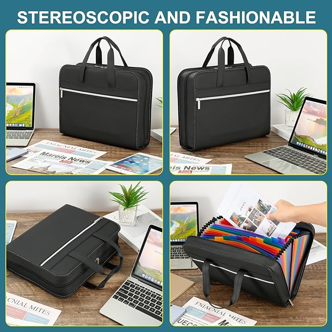 SEEKIND PU Leather Accordian File Organizer 26 Pockets, Expanding File Folder - Image 6