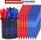 deegtran Pens Bulk, 100 Pack No Bleed Blue & Red Ink Click Pens - Image 2