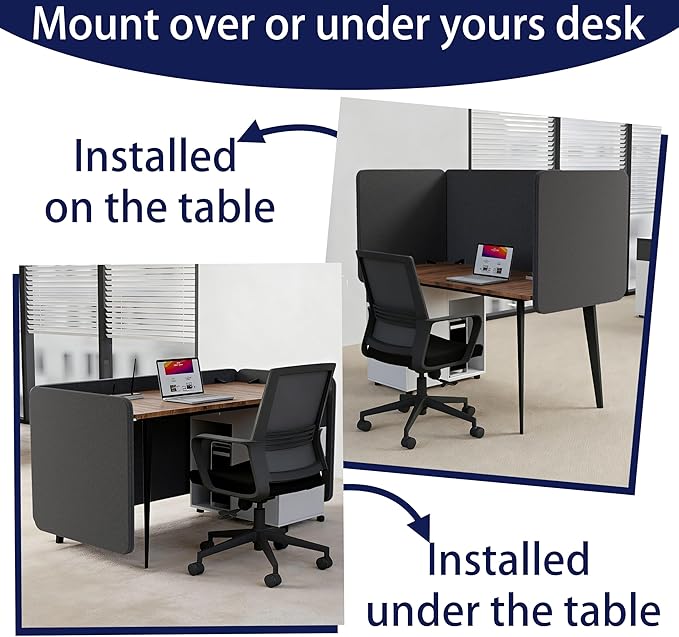 KERRAM Desk Privacy Panel 24 x 24 Inch, Sound Absorbing & Proof Desk Divider - Image 2