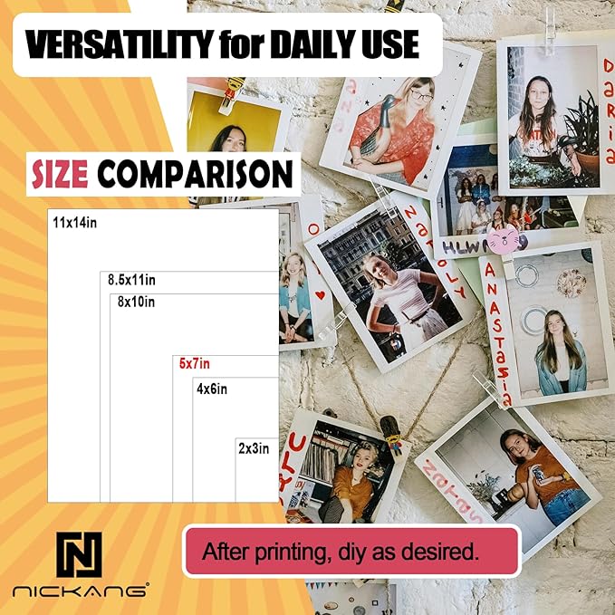 NICKANG 5x7 Glossy Photo Paper, Total of 100 Sheets Bulk, 200 gsm, Photo Paper - Image 6
