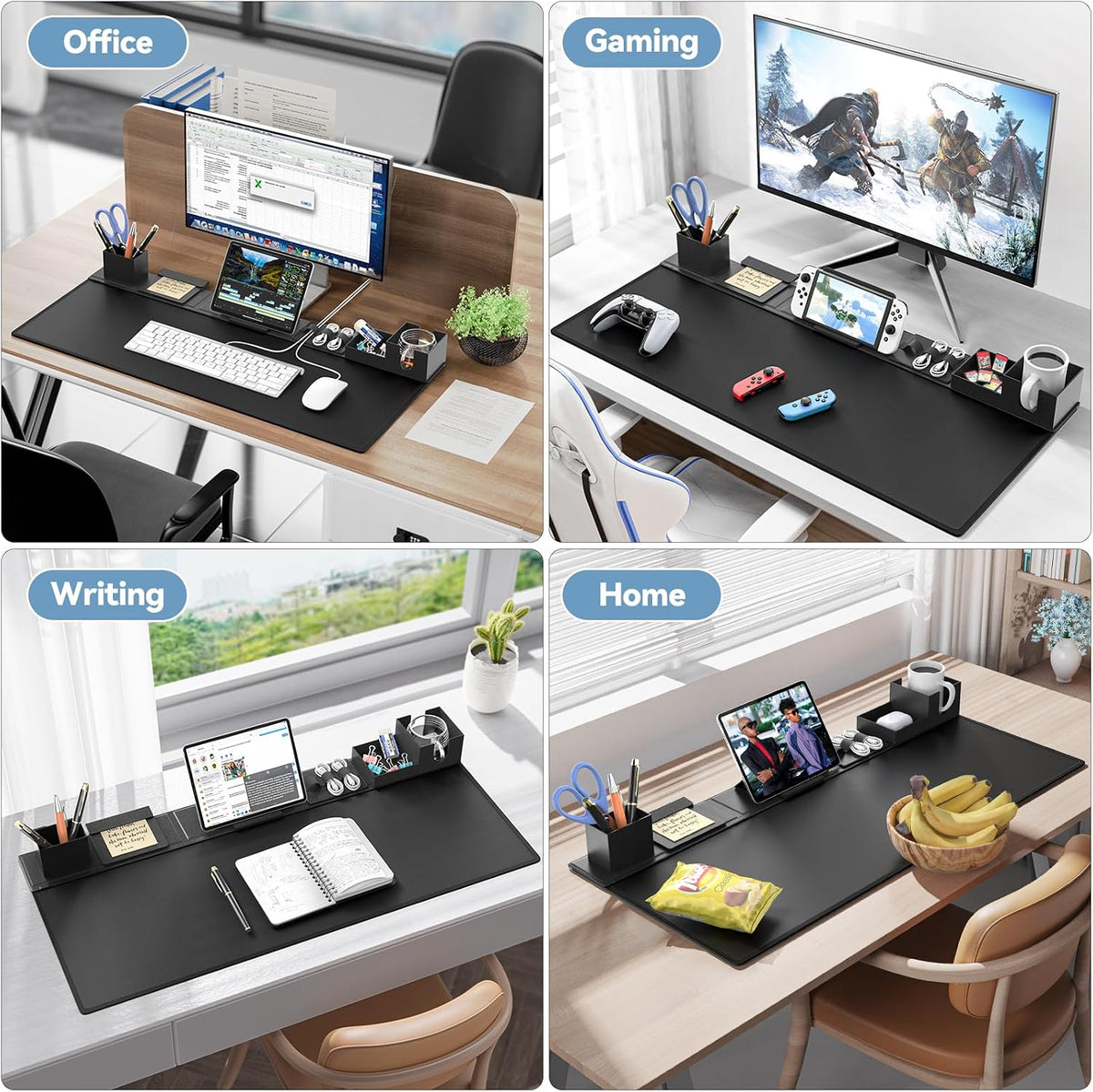 kdd desk pad mat set, 6 in 1, front angle view