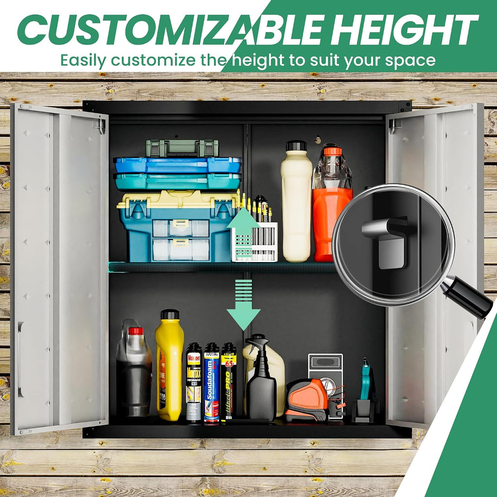 garage cabinet system | heavy duty steel all-in-one, close-up detail