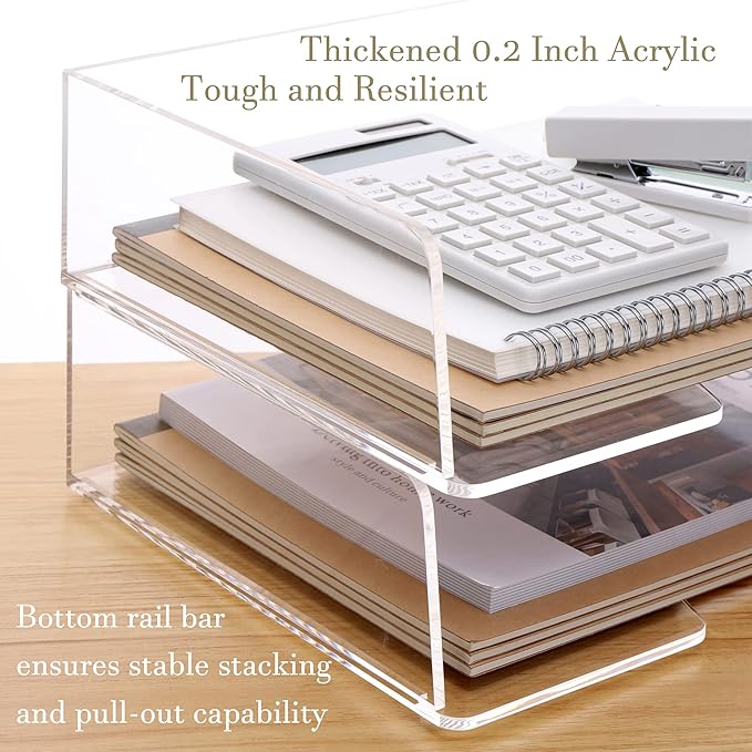 HeZone Acrylic Paper Tray Desk Organizers and Office Suplies Document Storage - Image 4