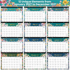 2027 Desk Calendar - January 2027 - December 2027, 17" x 12" | Large Desk Calendar, 12-Month Desktop/Wall Monthly Calendar for Home School, or Office - 12 Floral Patterns