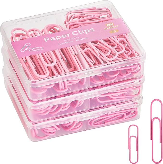 NEEWAY Colorful Paper Clips Assorted Sizes, Small and Large Paperclips by NEEWAY