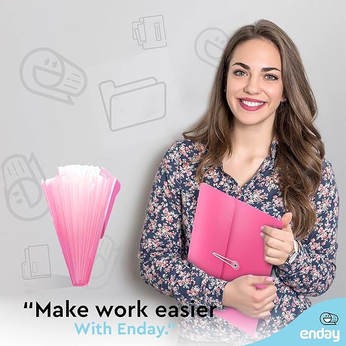 Accordion File Organizer Pink, 7 Pocket Expanding File and Cover Folder - Image 6