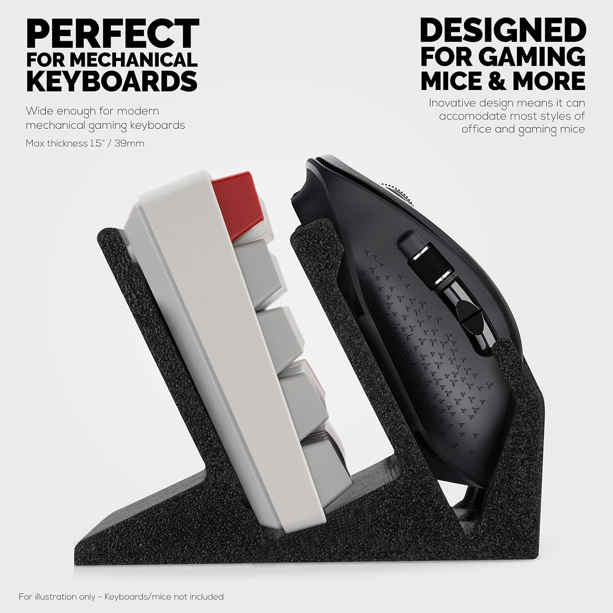 BRAINWAVZ Desktop Keyboard & Dual PC Mouse Stand Holder, Suitable for Sma...