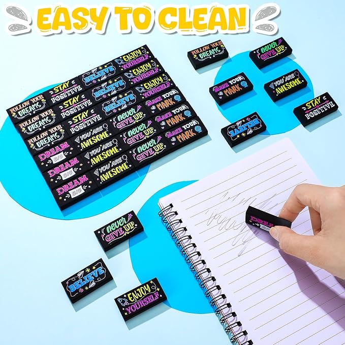 Dunzoom 100 Pcs Inspirational Pencil Erasers Bulk - Image 5