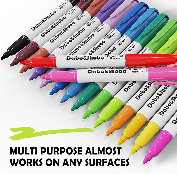 Dabo&Shobo 80 Pack Permanent Markers Assorted Colors, Fine Point, 16 Colors - Image 4