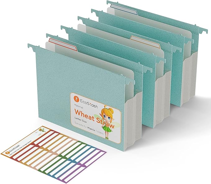 Extra Capacity Hanging File Folders, 3.15" Reinforced Wheat Straw Expanding by EcoStash