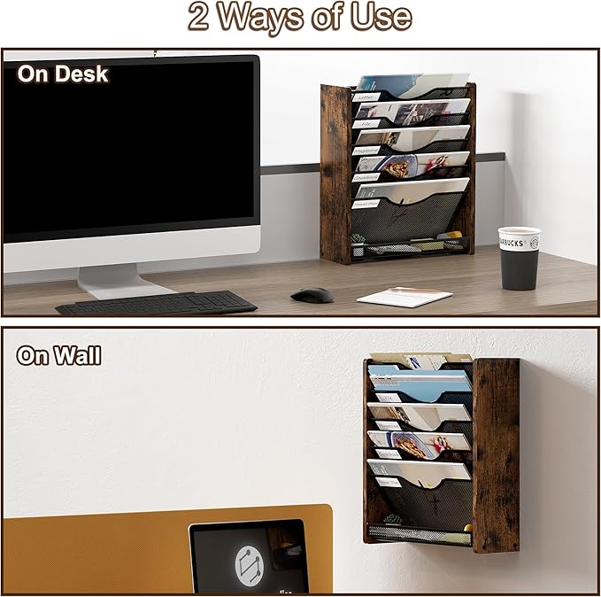 PAG-Mass Wall File Organizer, 6 Tier Mesh Mail Organizer Wall Mounted, Hanging - Image 4