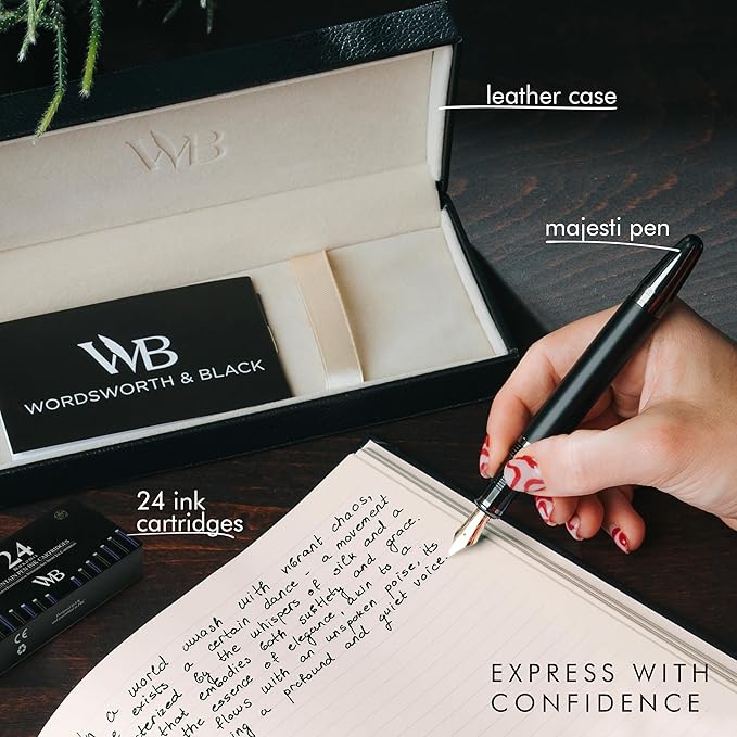 Wordsworth & Black Majesti Fountain Pen-, Luxury Case, 24K Gold Finish; 18K - Image 3
