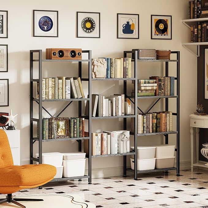 SUPERJARE Triple 4 Tier Bookshelf, Bookcase - Image 8