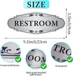 Restroom Sign Sticker for Business & Home, Self-Adhesive Brushed Silver Elegant - Image 2