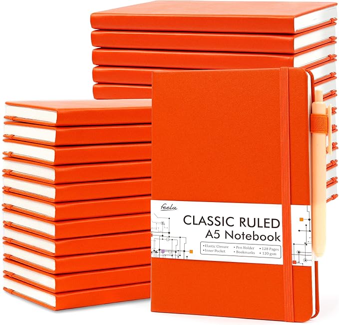 feela 24 Pack Journal Notebook for Work, Business Notebook Bulk Hardcover Lined by feela