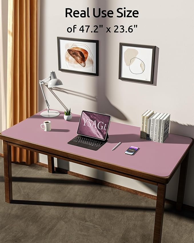 YSAGi Leather Desk Protector, Office Mat, Large Mouse Mat, Non-Slip PU Leather - Image 3
