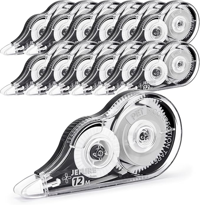 JEFURE 12 Pcs Correction Tape, 39.37 Ft White Wrong Out Tear-Resistant Bulk by JEFURE
