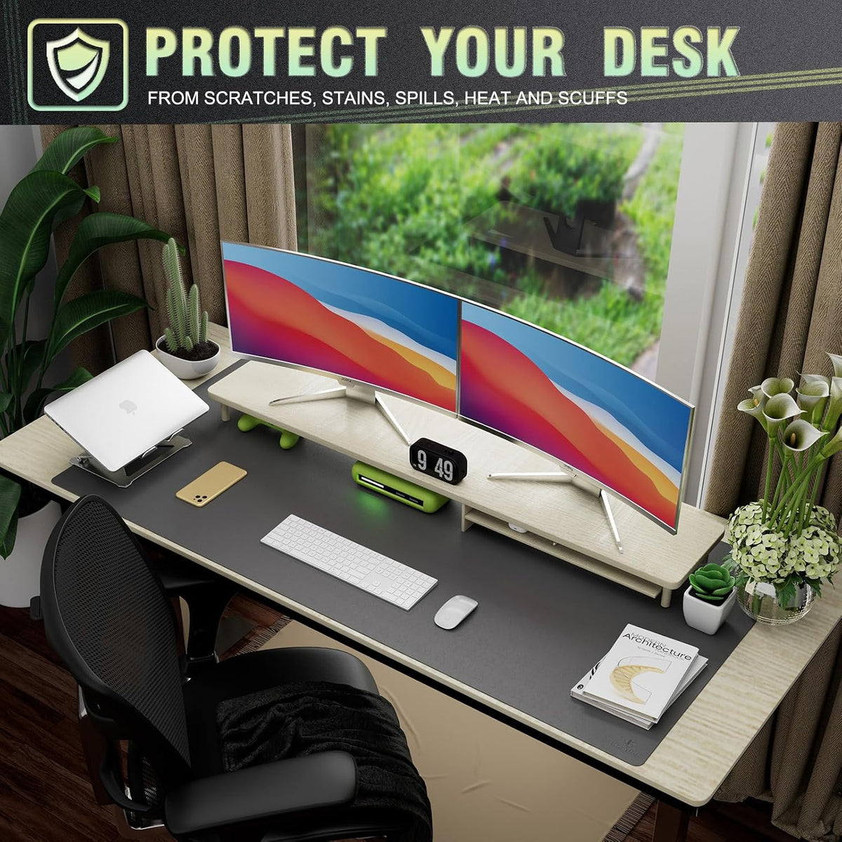 K KNODEL Extra Large Desk Mat, Leather Mouse Pad (47.2"x23.6", Dark...