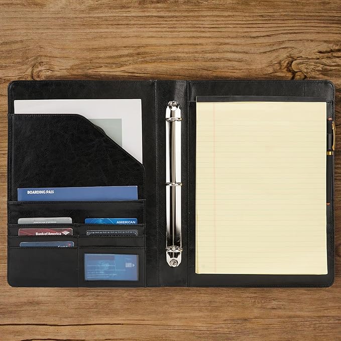 Geslun Vegan Leather 3 Ring Binder, 8.5 x 11 Letter Size Folio - Image 3