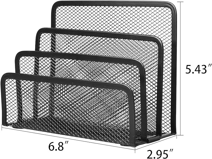wishacc Desk Mail Organizer Small File Holders Letter Metal Mesh - Image 2