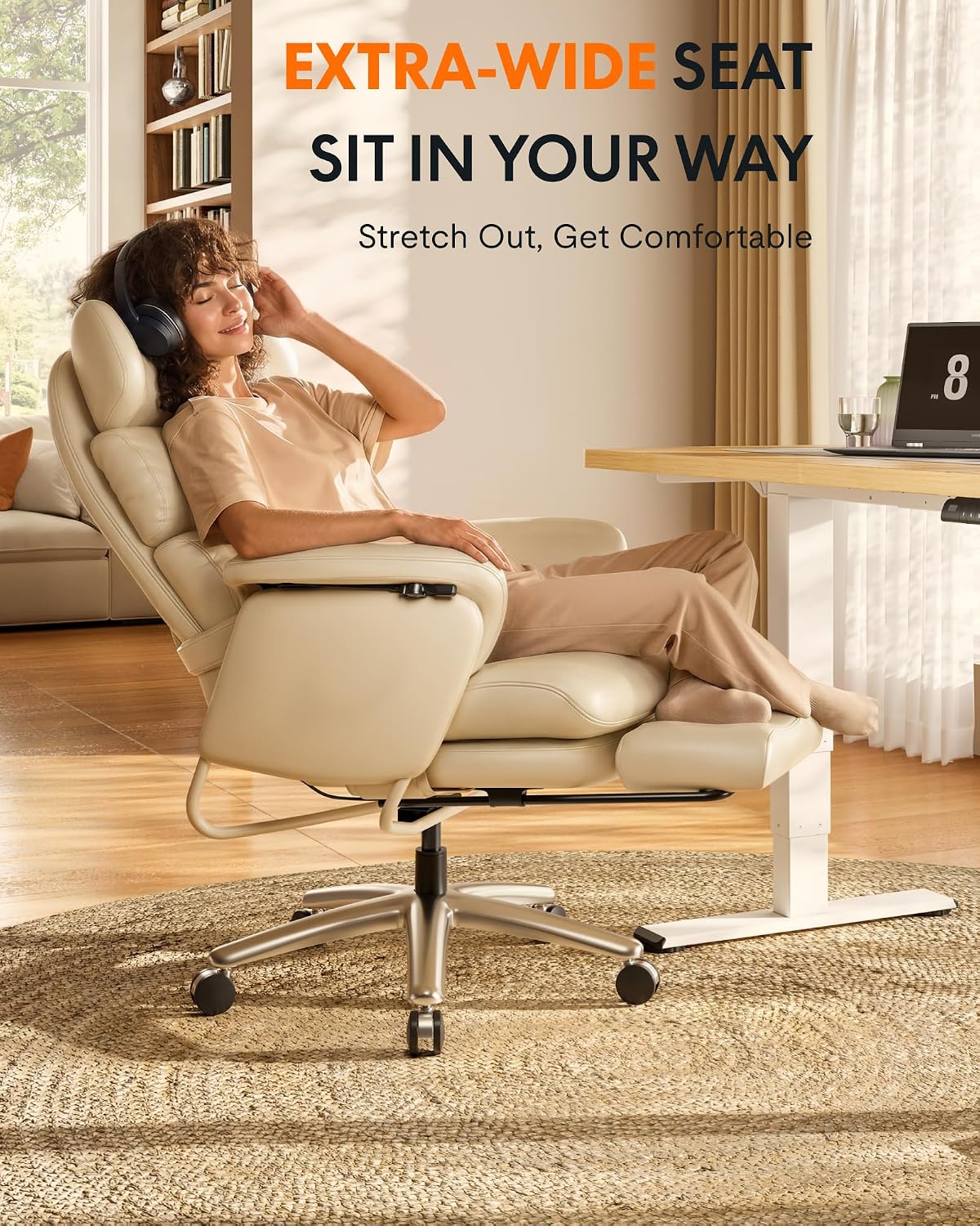 FLEXISPOT HC4-Pro Reclining Office Chair with 90-165° Infinite-Level, Beige