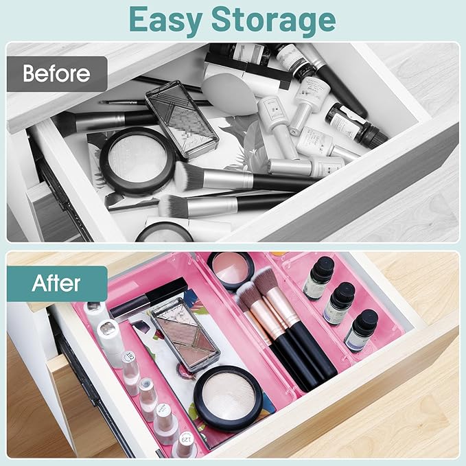 WOWBOX 25 PCS Plastic Drawer Organizer Set, 4 Sizes Desk Drawer Divider - Image 4