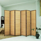 Loomveil 6 Panel Room Divider Folding Privacy Screen, 67 inch Bamboo Panel - Image 2