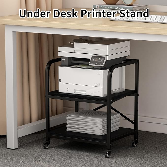Vokumba 2 Tier Large Printer Stand, 20 x 20 Inches Printer Table - Image 2