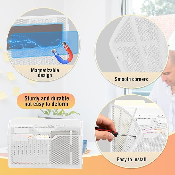 Docnest 3 Tier 3 Pack Magnetic Wall Mounted File Holders, Mesh Letter Organizer - Image 3