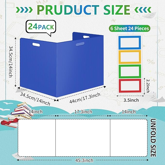 24Pack Desk Dividers for Students 14 × 17.5 × 14 Inch Plastic Durable and - Image 3