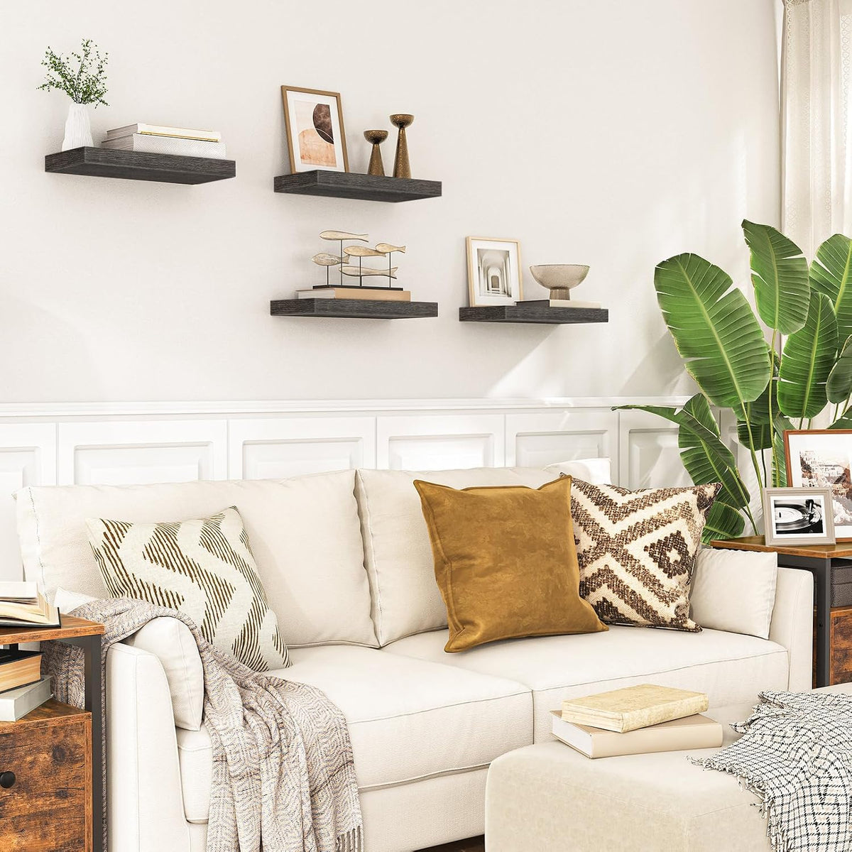 HOOBRO Floating Shelves for Wall, Wall Mounted Shelf Set of 2, 15.7" Han...