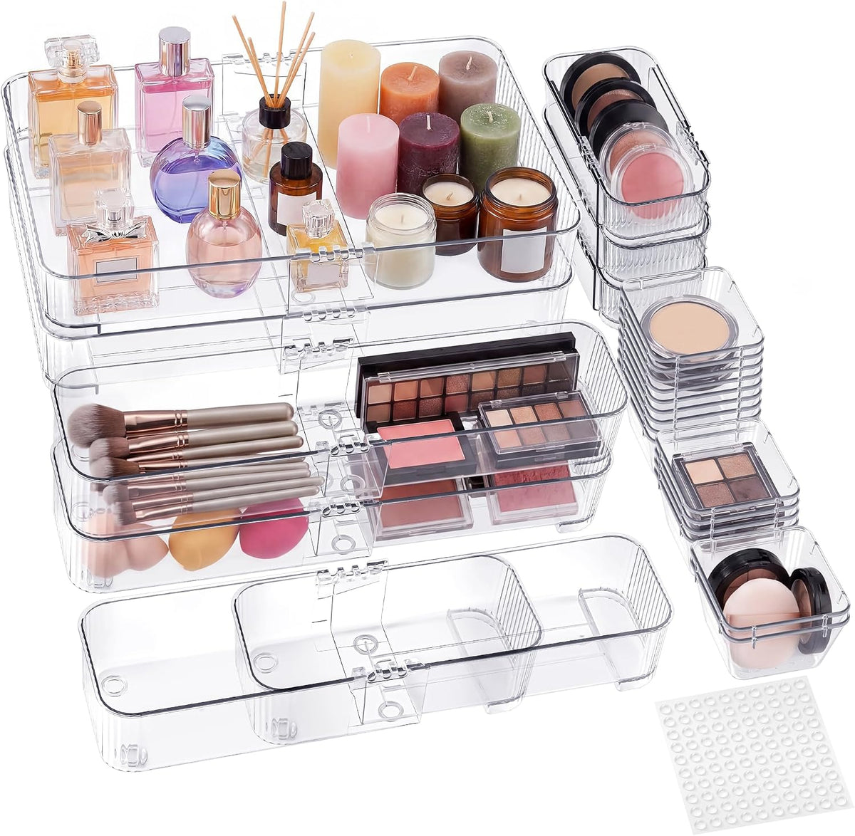 Aneco 25Pcs Extendable Drawer Organizer 4-Size Expandable Drawer Organizer