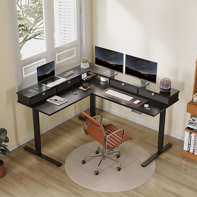 FLEXISPOT 63" L Shaped Standing Desk Electric Corner Table - Image 2