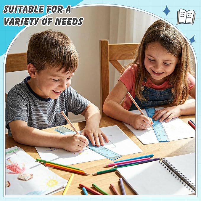ForraFun 120 Pcs 12 Inch Plastic Ruler Bulk Colorful Transparent Ruler - Image 7