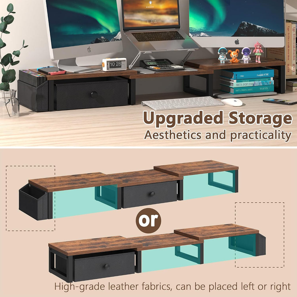 land·voi heavy duty dual monitor stand, holds 2, close-up detail
