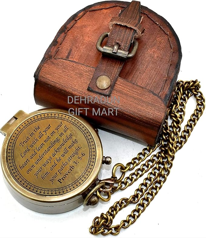 ''Trust in The Lord'' Proverb3:5-6 Special Bibal Quote Scriptue Engraved Compass - Image 4