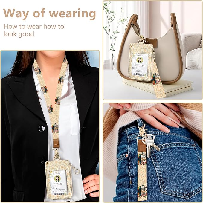bolimoss Lanyard Wallet with Be Kind Sunflower Badge Holder, RFID ID Card - Image 5
