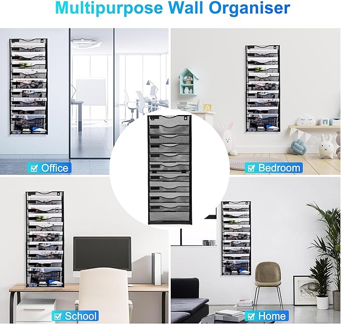 Solinxe 10-Tier Wall File Organizer, Mesh Mail Organizer Wall Mounted Paper - Image 6