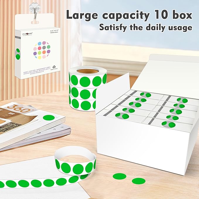 PARLAIM 3/4 Inch Round Permanent Adhesive Color-Code Dot Stickers, 10000 - Image 7