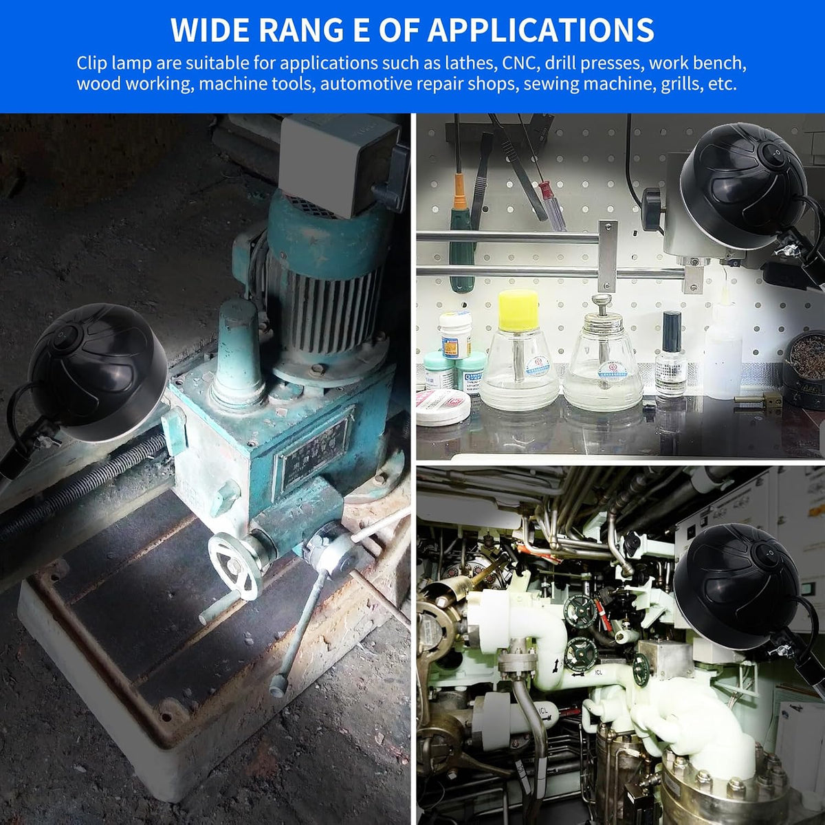 Clamp Light, LED Work Light with Flexible & Strong Clip for Workshop, Sew...