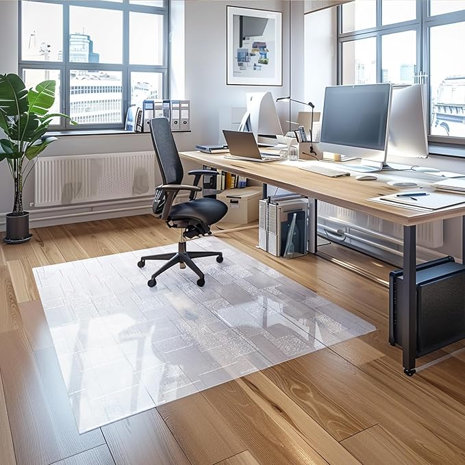 Chair Mat for Hardwood Floor, 63x51 inches Floor Mat Protector for Office Chair by Rawgoodz