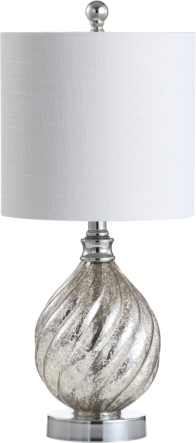 JONATHAN Y Lawrence Textured Table Lamp 20.5" Glass Metal, Mercury Silver