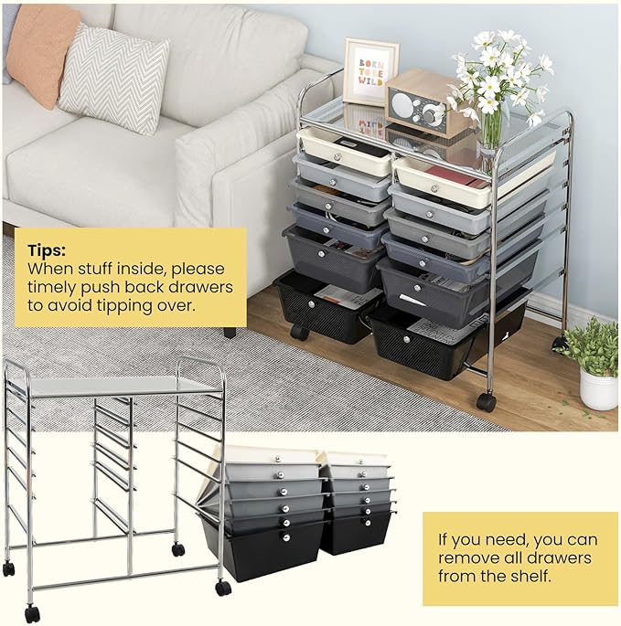 Giantex 12 Drawer Rolling Storage Cart Tools Scrapbook Paper Office School - Image 6