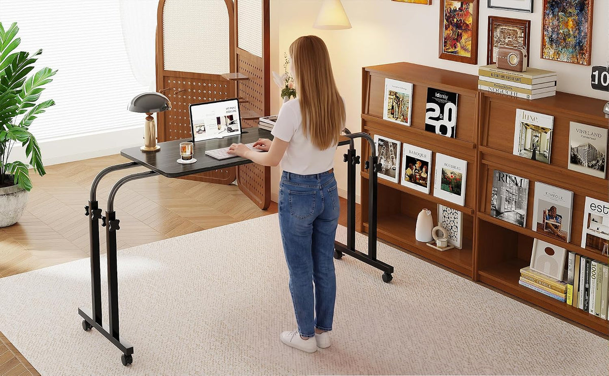 TigerDad Mobile Recliner Desk Overbed Table with Wheels Laptop Stand Tray