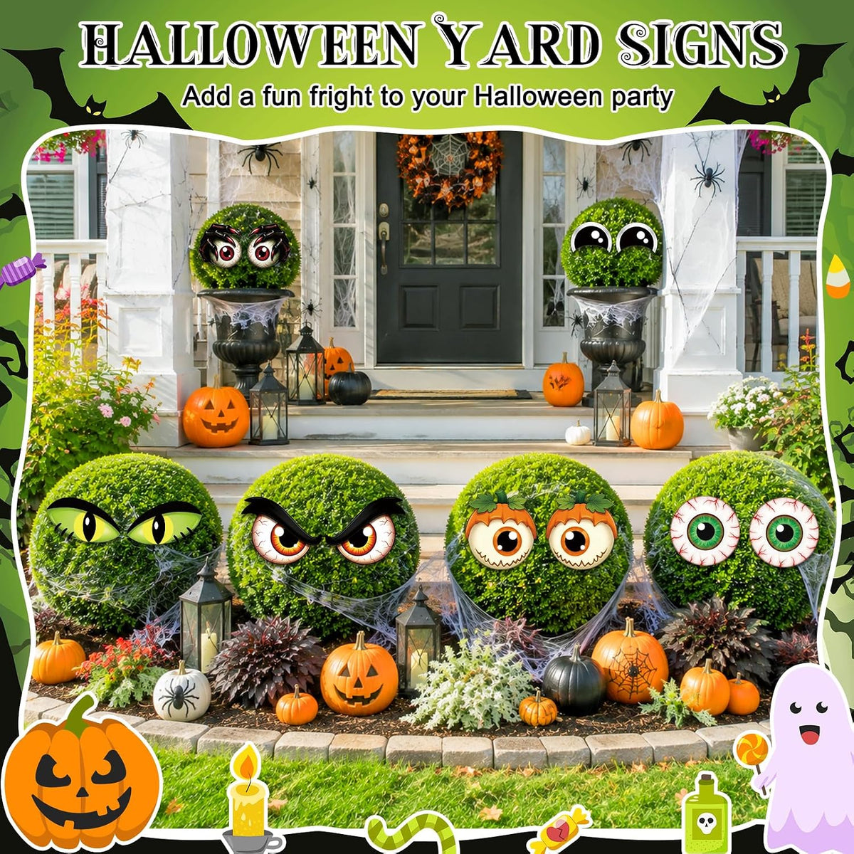 12-Piece Halloween Bush Eyes with 24 Stakes