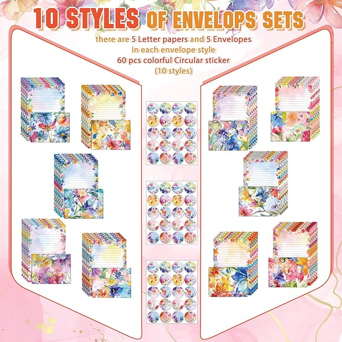 TaoBary 160 Pcs Stationery Paper Set 50 Double Sided Stationery Papers - Image 3